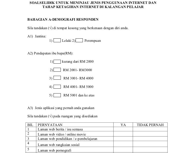 Contoh Soalan Soal Selidik Berkaitan Pelancongan - Soalan be