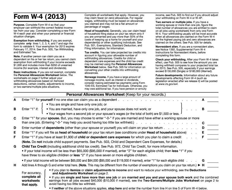 Irs Form W 4V Printable