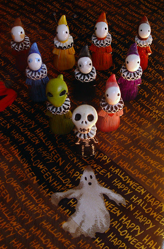 Skelly and some friends; aka poppet bowling; prepare for Halloween