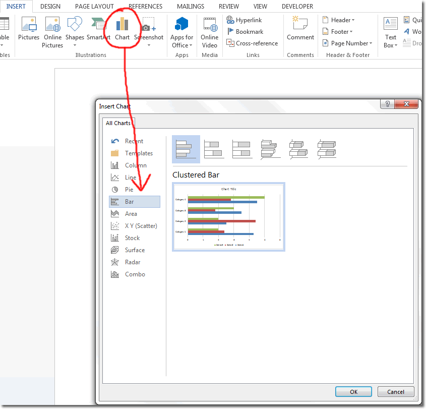 How to do a bar chart in word chart walls