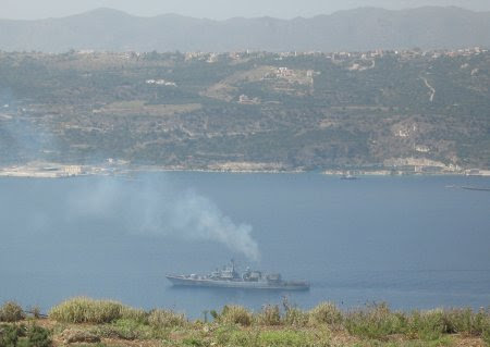 Souda bay with warship