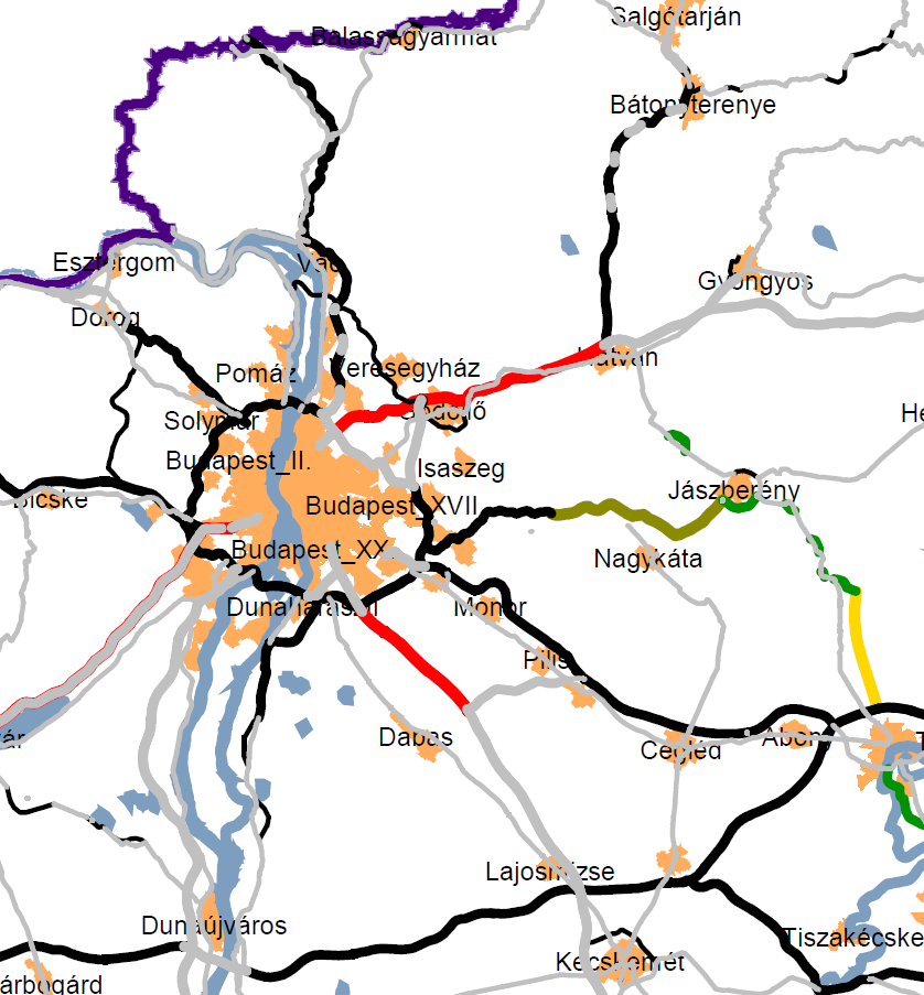 pest megyei autópálya matrica térkép online