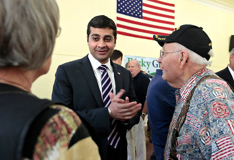 Republican Congressional candidate Ricky Gill, center, in Lodi, California, in this Oct. 4, 2012 file photo.