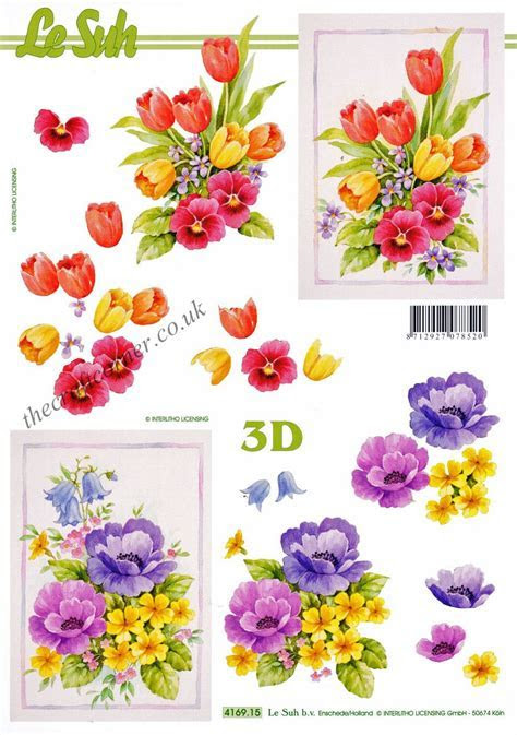 Tulips & Pansy Flowers 3d Decoupage Sheet Tulips & Pansy Flowers 3d Decoupage Sheet