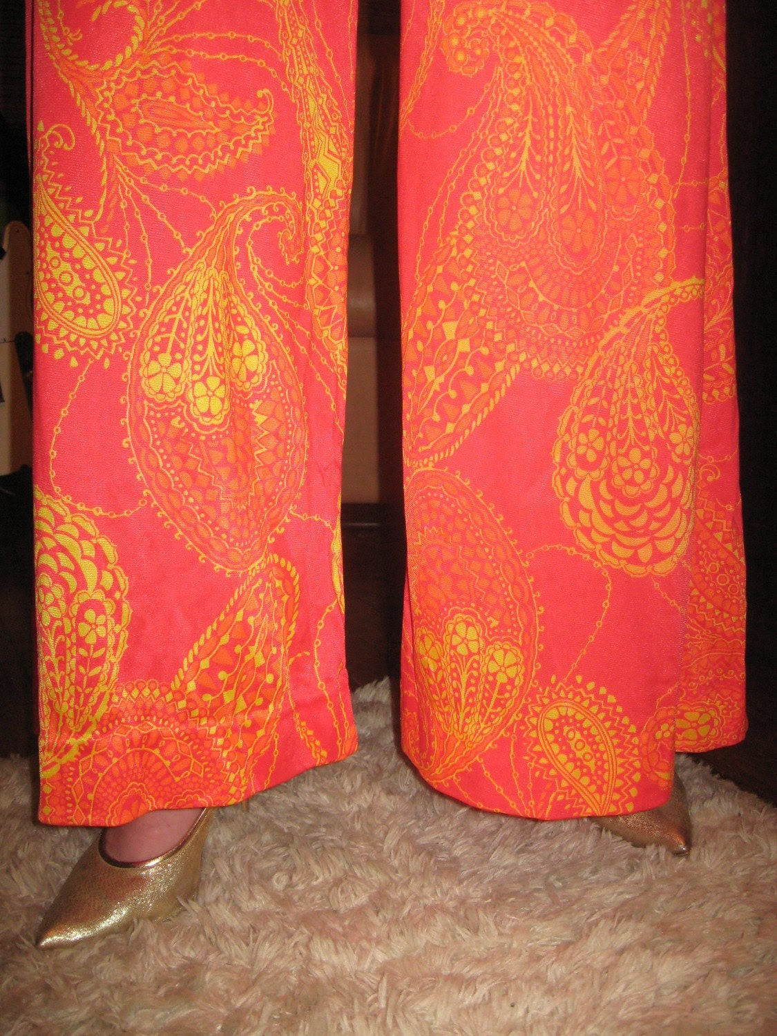Vintage late 1960s early 1970s two piece Wide Bottom Paisely Pants set COOL and GROOVEY