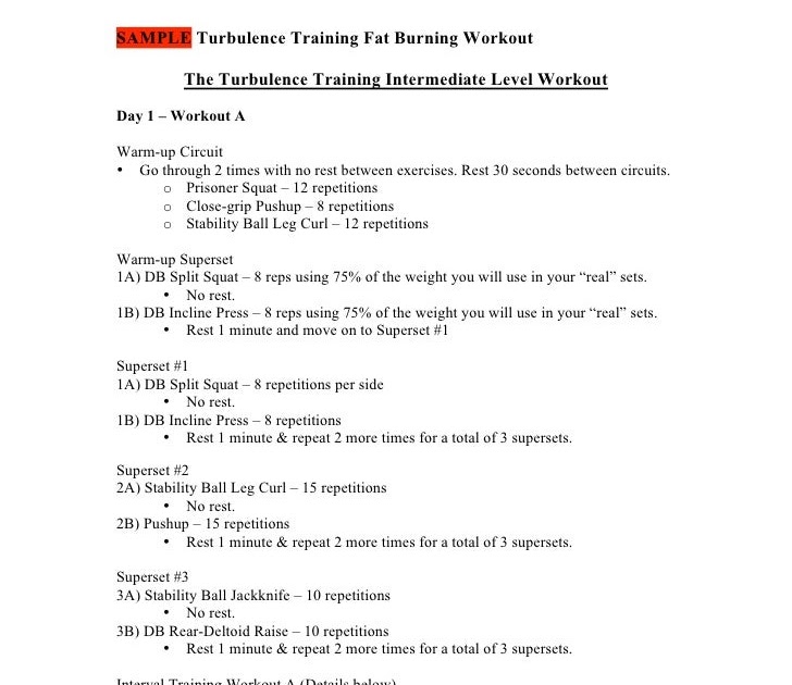 5 Day Turbulence training workouts pdf for Burn Fat fast