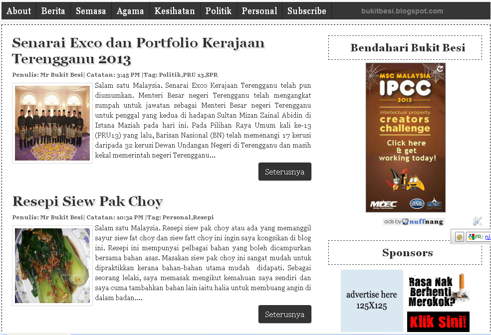 Template yang telah diubahsuai Free blogger template