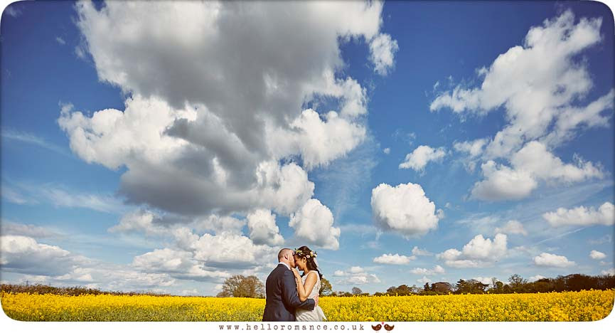Cool unique spring time wedding photographs in Ipswich field - www.helloromance.co.uk