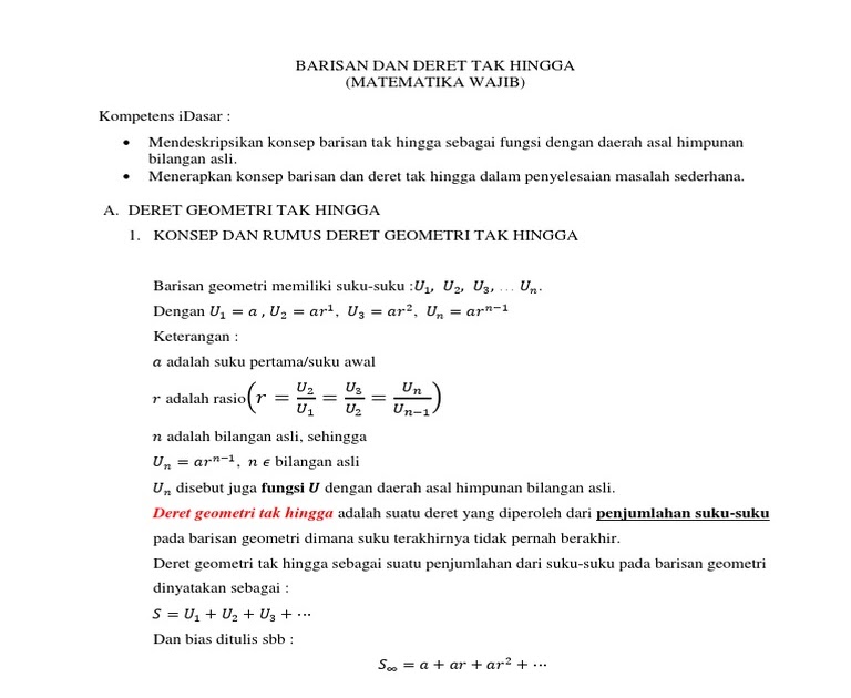 Contoh Soal Deret Geometri Tak Terhingga Contoh Soal