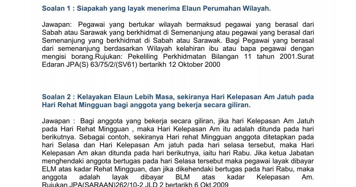 Pekeliling Elaun Lebih Masa Jabatan Perkhidmatan Awam