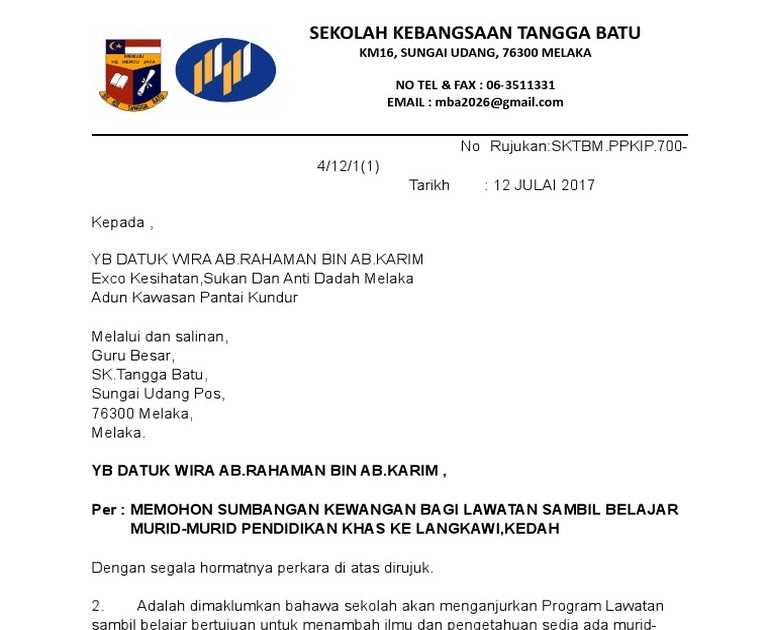 Contoh Surat Mohon Sumbangan Kewangan Daripada Yb Surat Somasi