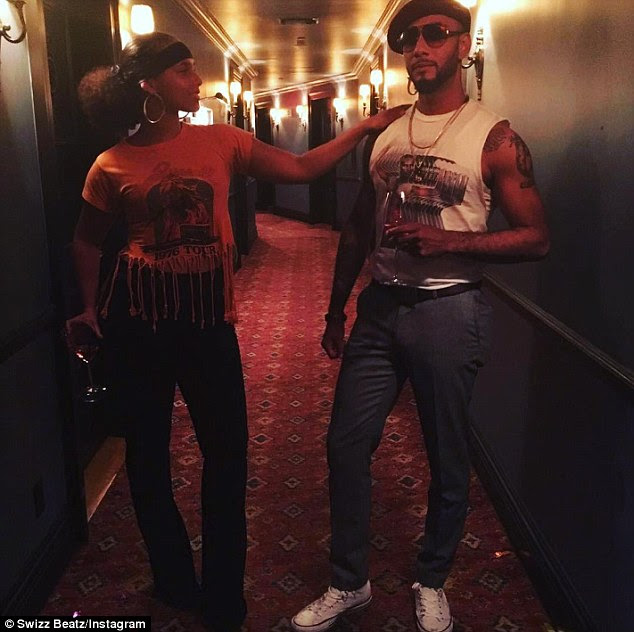 Swizz - born Kasseem Dean - captioned a party snap: 'HBD my virgo sis Beyoncé date night at the soul train party with my Love!'