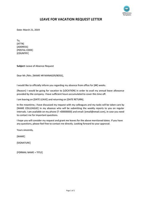 How to write a letter of leave for a vacation Quora How to write a letter of leave for a vacation Quora