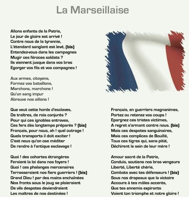 Chanson La Marseillaise Avec Les Paroles Les Paroles De La Marseillaise En Entier - bifeeble