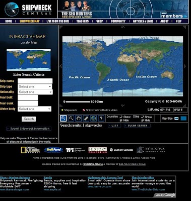 Landkartenblog: Shipwreck Central - Finden Sie weltweit Schiffswracks