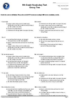 Math Vocabulary Worksheets 6th Grade - Free Worksheet