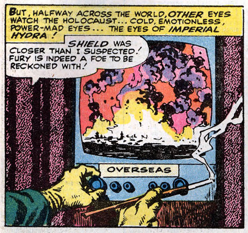 'Oh, man, 'Hellfighters' is on AGAIN.' Where does HYDRA get those wonderful toys?