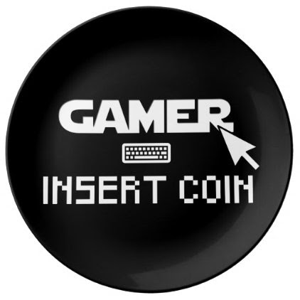 Gamer insert coin porcelain plate