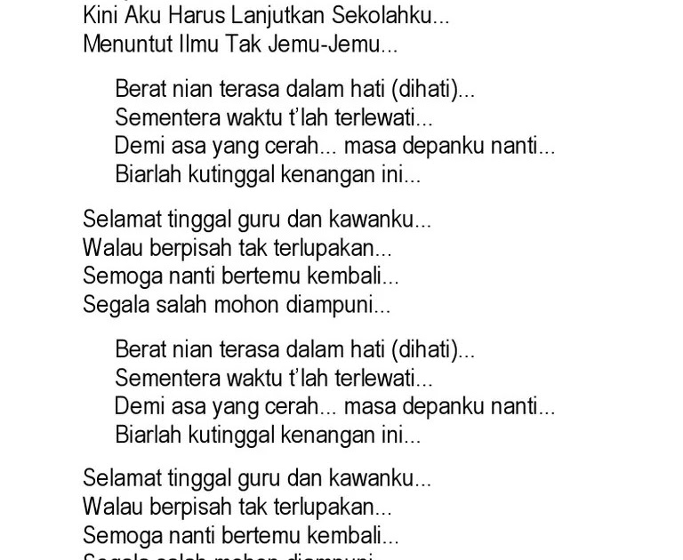 Selamat Tingal Halaman Ku Abadi Lirik Lagu Kenangan : Chord Merantau