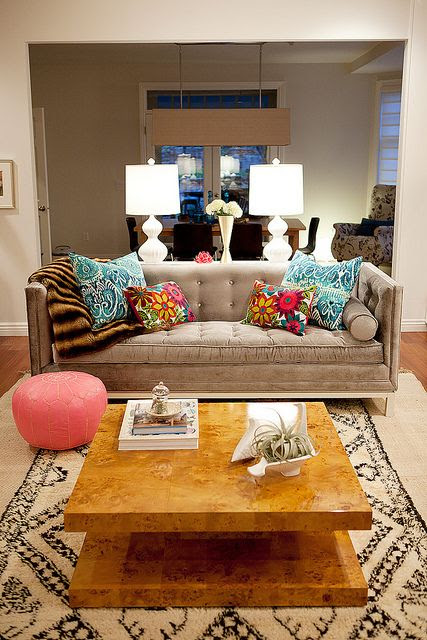 (BrandonRugs.com) The room is really rockin' atop the Morrocan rug.