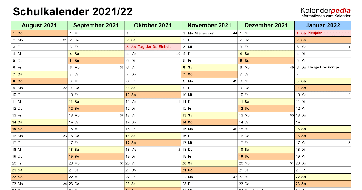 Schulkalender 2020 Kalenderpedia 2021 Bayern / Kalender ...