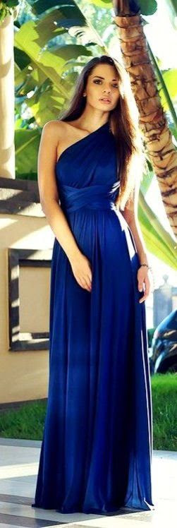 Royal Blue One Shoulder Long Dress