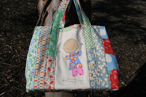 Happy girl applique bag