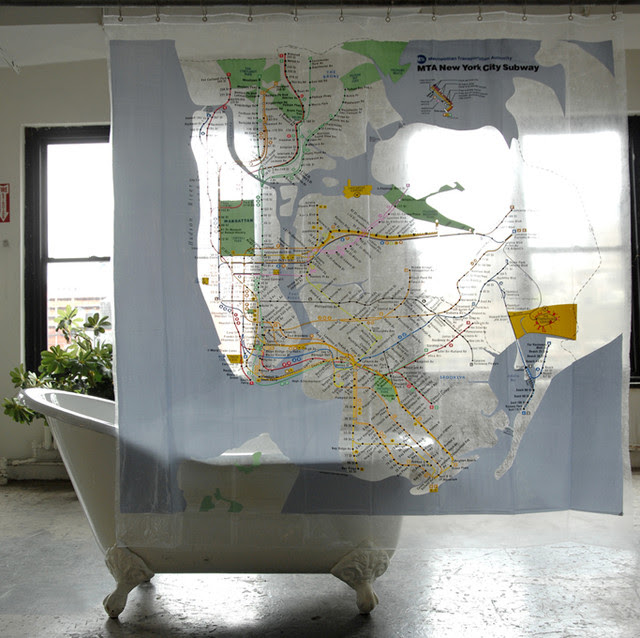 New York City Subway Map Shower Curtain Version 1, Clear