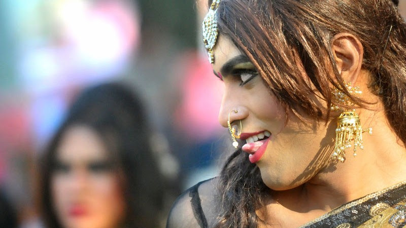Bangladeshi hijras - transgenders - dance in the street during a pride parade. Image by  Indrajit Ghosh. Copyright Demotix (10/11/2014)