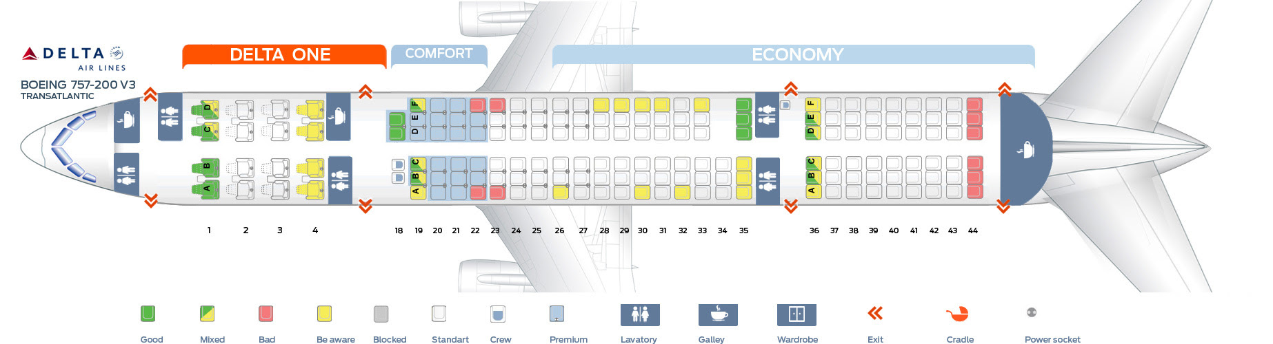 Боинг 757 схема салона