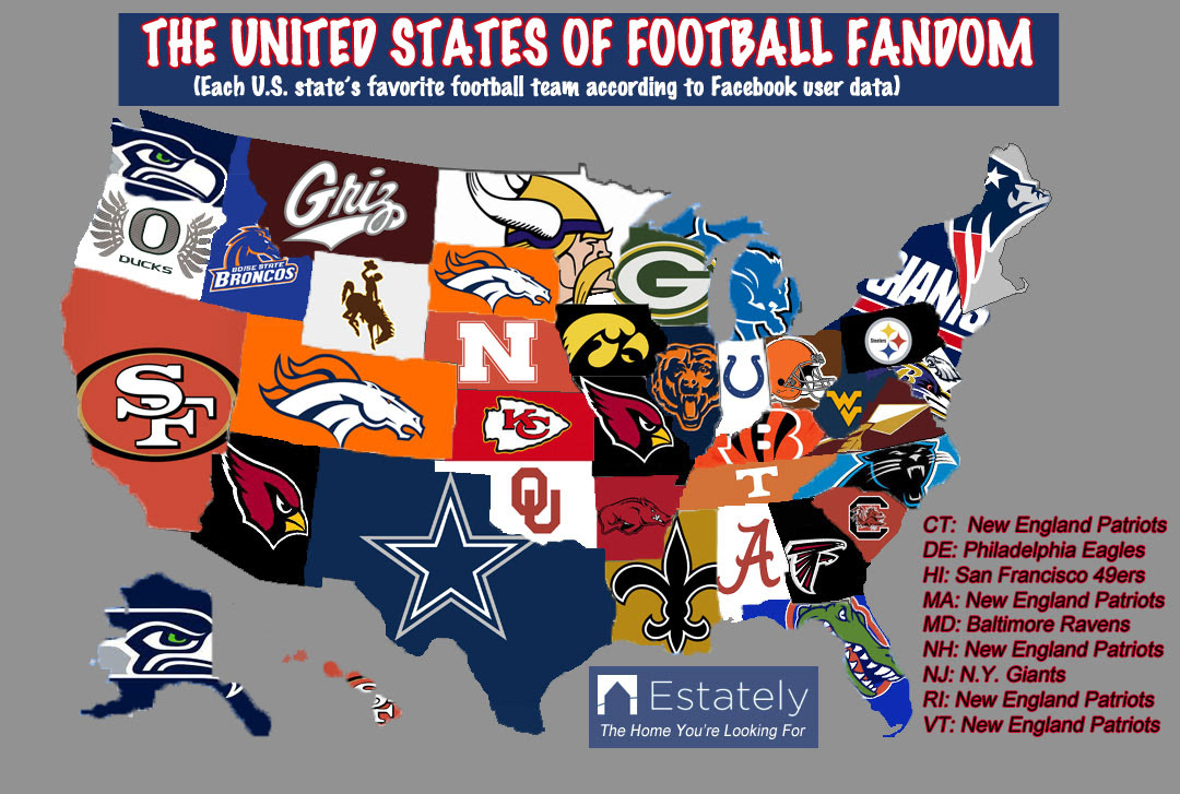 Football Map Of America Cities And Towns Map