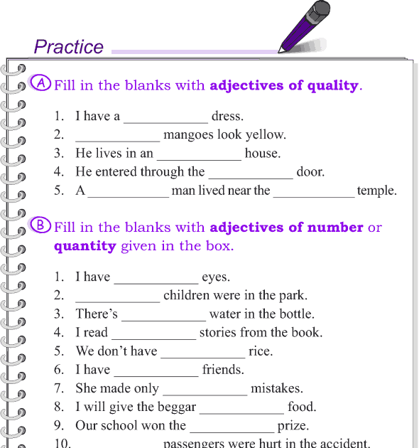 Descriptive And Limiting Adjectives Worksheets For Grade 6