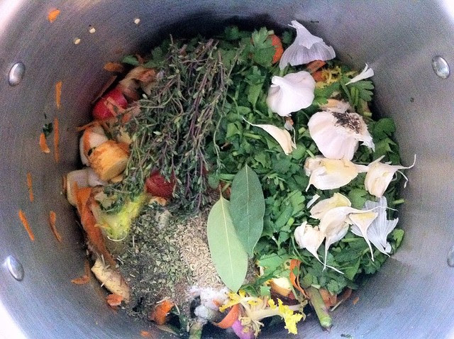 Spices and Herbs Added to Stock Pot