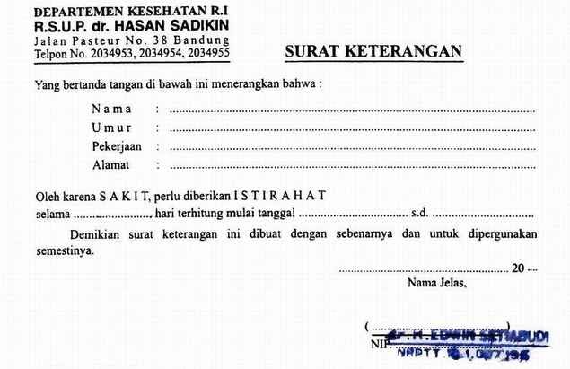 Contoh Surat Dokter Kosong Bandung Surat 25