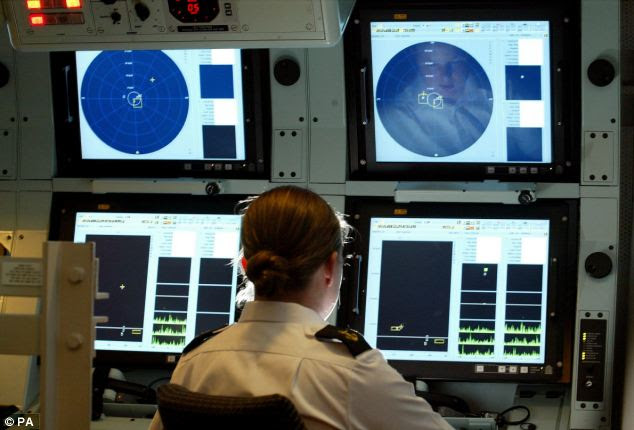  O ruído dos sistemas de sonar de alta frequência, utilizado pelos militares, transporte e navios de investigação, (na foto é o quarto de som do HMS Westminster em Portsmouth) pode causar baleias a nadarem para áreas erradas, e pensa-se que o uso do sistema leva a encalhamentos no Reino Unido também.