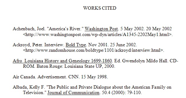 Online Citation Format