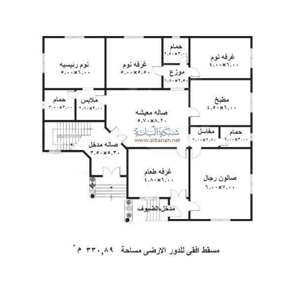 Tasmim Blog مخطط بيت مساحة 200 متر دور واحد