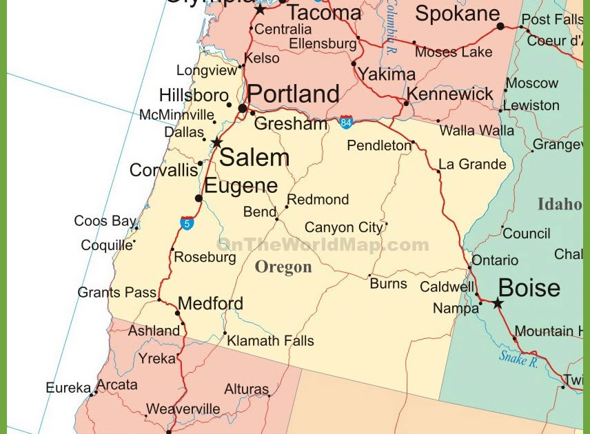 Oregon And Washington Map | Living Room Design 2020