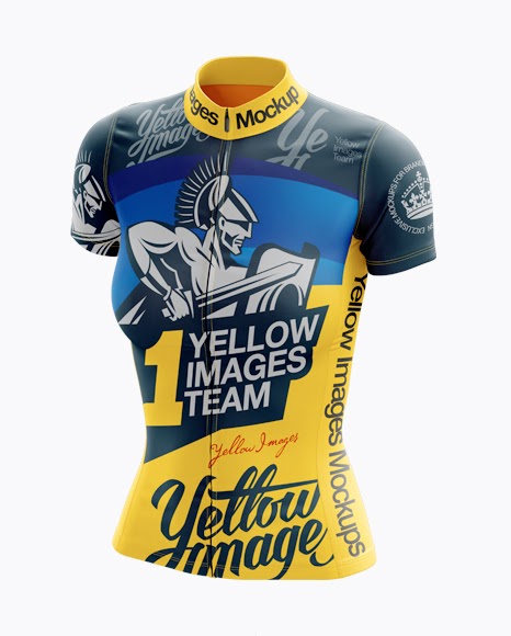 Download Women's Cycling Jersey PSD Mockup Front Half Side View