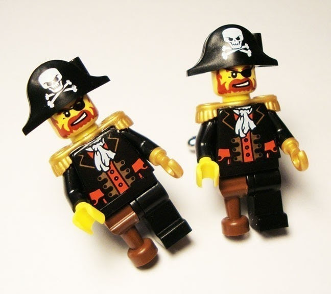 Full body Pirate LEGO silver toned cufflinks in FREE gift box
