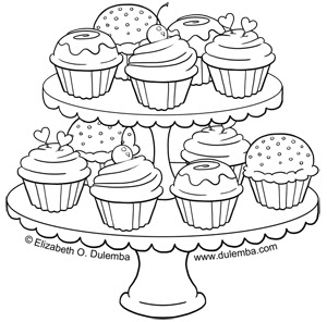 dulemba: Coloring Page Tuesday - Tier of Cupcakes!