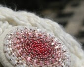 Dusty Rose Pink and Ivory Mandala Brooch Bead Embroidered - SmArtAnna Dusty Rose Pink and Ivory Mandala Brooch Bead Embroidered - SmArtAnna