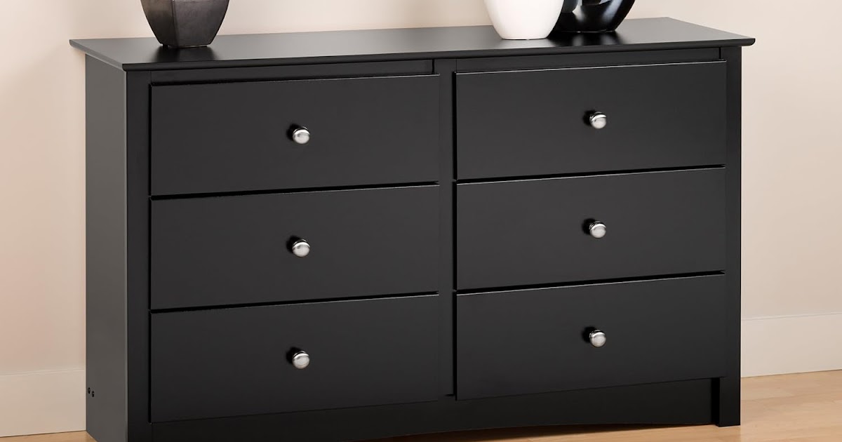 Black Dresser 6 Drawers : Prepac Milo Mid Century Modern 6 Drawer