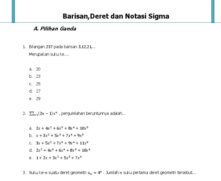 Contoh Soal Induksi Matematika Kelas 11 Pilihan Ganda Soalkunci My Id