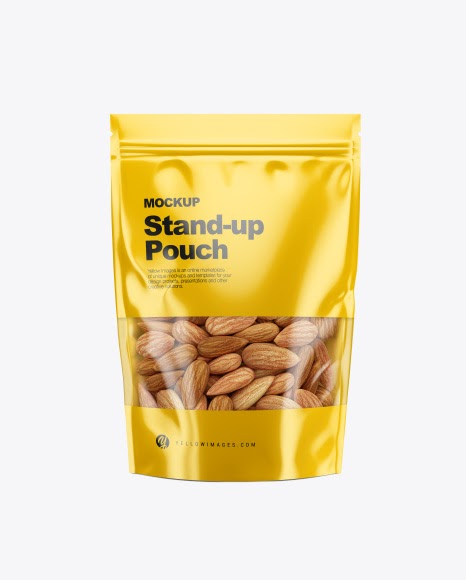 Download Psd Mockup Bag Food Front View Glossy Glossy Bag Glossy Pouch Golden Layer Mockup Pack Package Pouch Snack Stand Up Zipper Psd