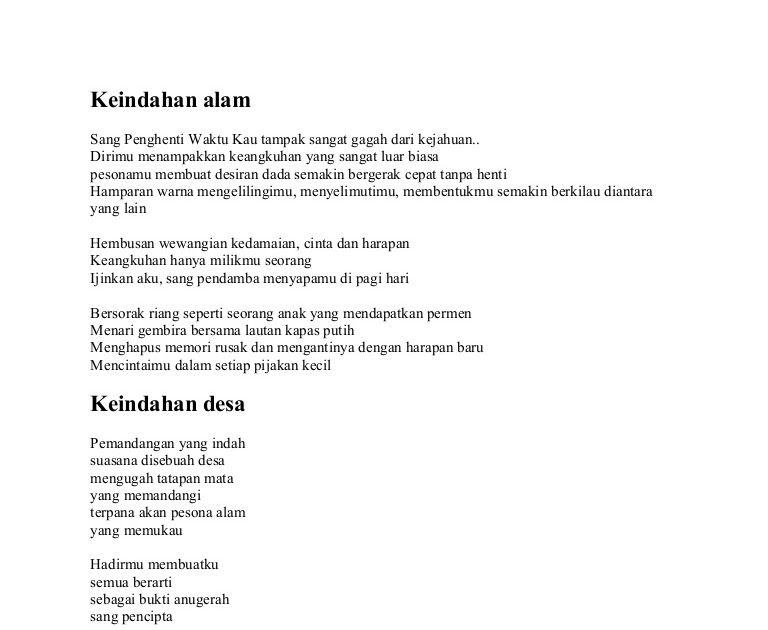 Contoh Puisi Tentang Keindahan Alam 4 Bait