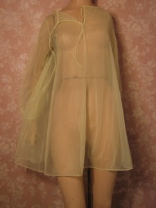 Yellow Van Raalte sheer nightgown vintageoutlet.ecrate 1 Van Raalte Vintage Nightgown Lingerie Sheer Chiffon Yellow Petite XS S no lace