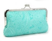 NEW Skinny Clutch - Aqua Paisley - studioALX NEW Skinny Clutch - Aqua Paisley - studioALX