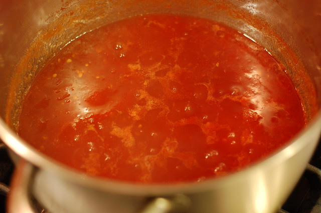 Tomato jam reducing by Eve Fox, Garden of Eating blog, copyright 2011