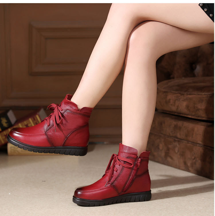 Women's Boots Ankle Boot Genuine Leather Wool Warm Winter Boot Ankle ...